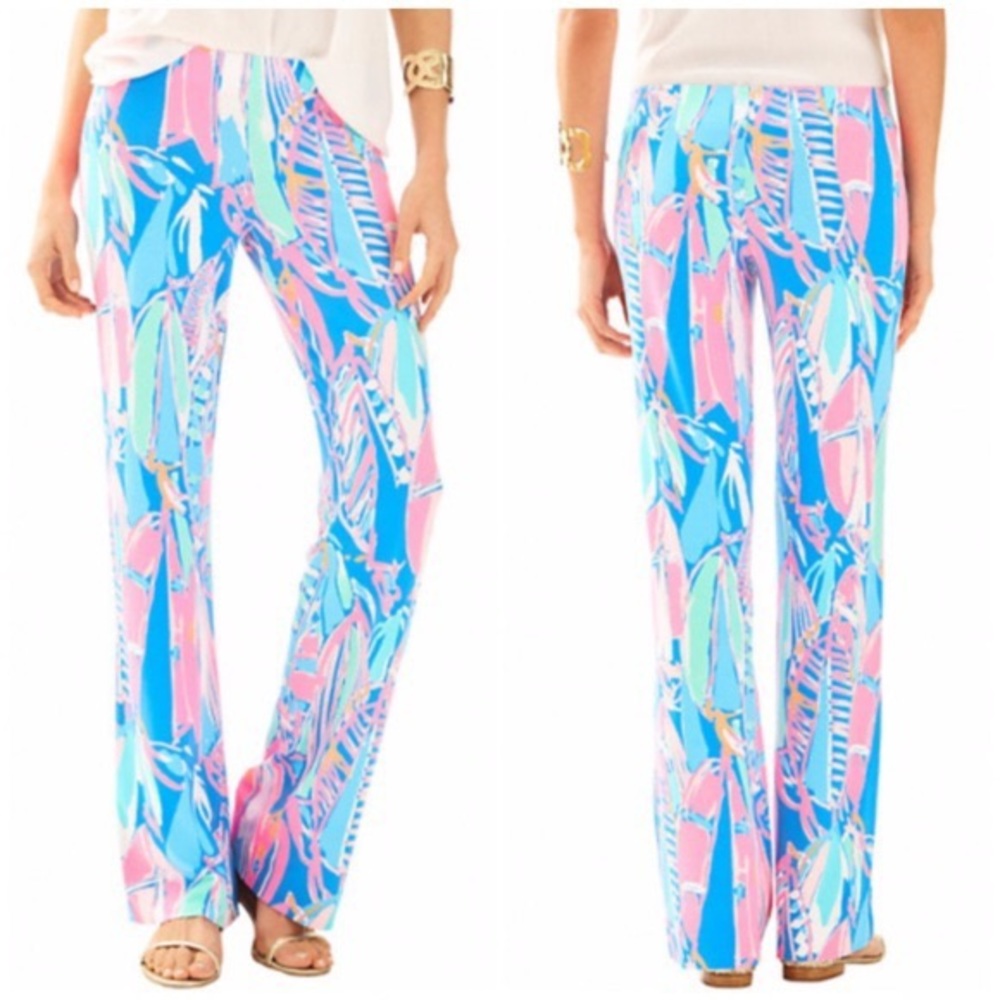 Lilly Pulitzer Georgia May Palazzo Pants Bay Blue Out To Sea XS